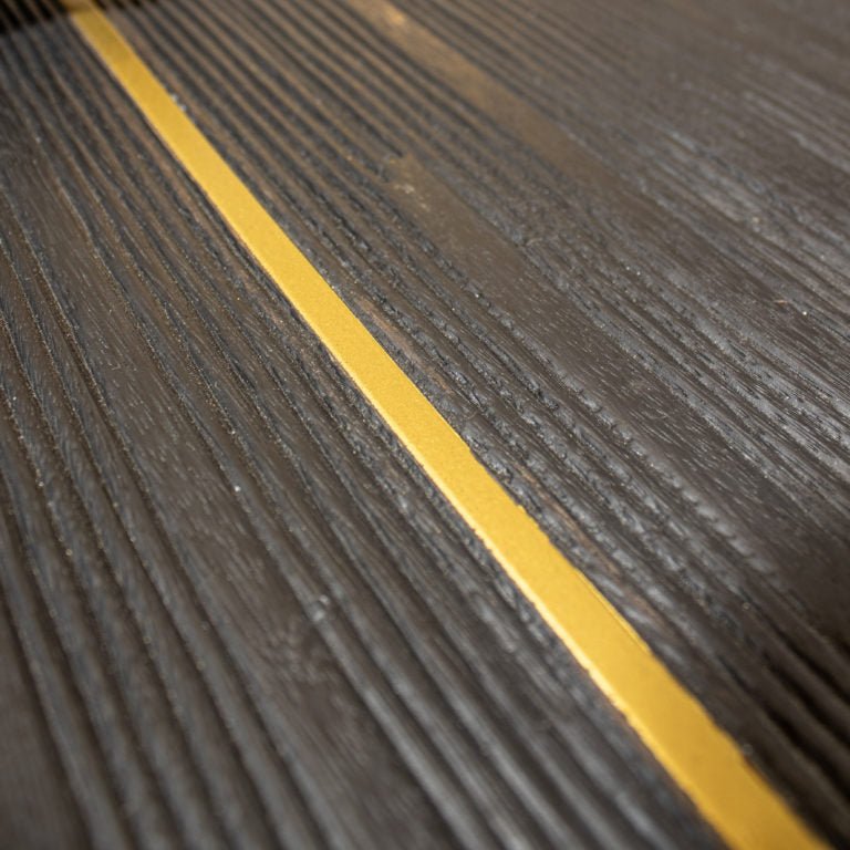 KAYLA BURNT WOOD COFFEE TABLE | METAL LEGS | BLACK - Green Design Gallery