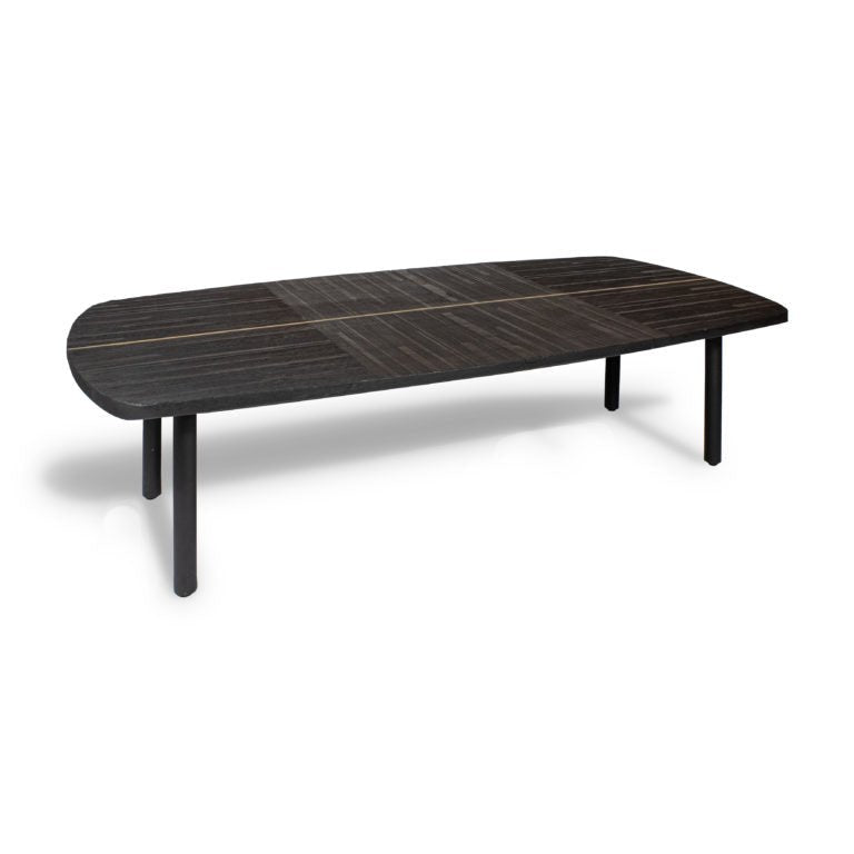 KAYLA BURNT WOOD COFFEE TABLE | METAL LEGS | BLACK - Green Design Gallery