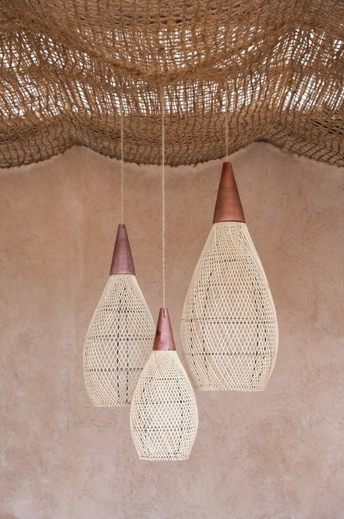 KAYU DROP PENDANT | NATURAL RATTAN | XL - Green Design Gallery