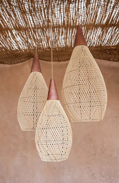 KAYU DROP PENDANT | NATURAL RATTAN | XL - Green Design Gallery