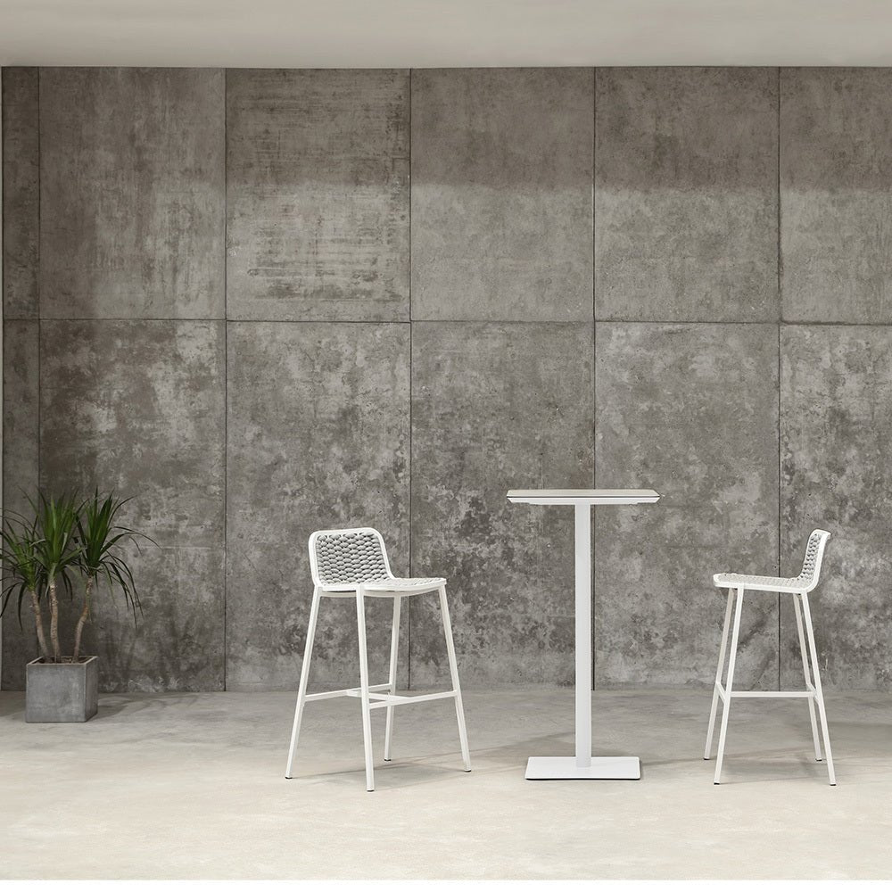 KEA BARSTOOL | WHITE + SILVER | IN-OUTDOORS - Green Design Gallery