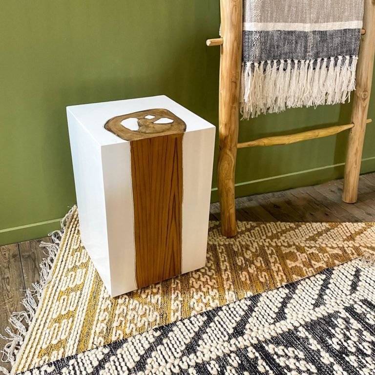 KENDARI SIDE TABLE - STOOL | TEAK + RESIN - Green Design Gallery