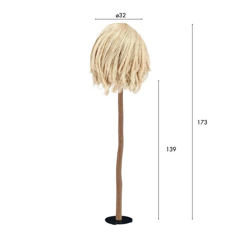 KIKOA ROOT FLOOR LAMP | ABACA SHADE | NATURAL - Green Design Gallery