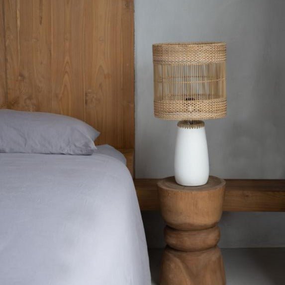 KISKA TABLE LAMP | WHITE + NATURAL - Green Design Gallery