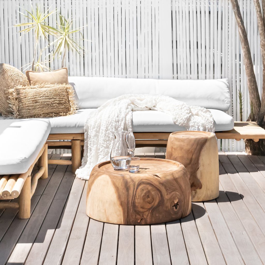 KUNYE SIDE TABLE + STOOL | NATURAL - Green Design Gallery