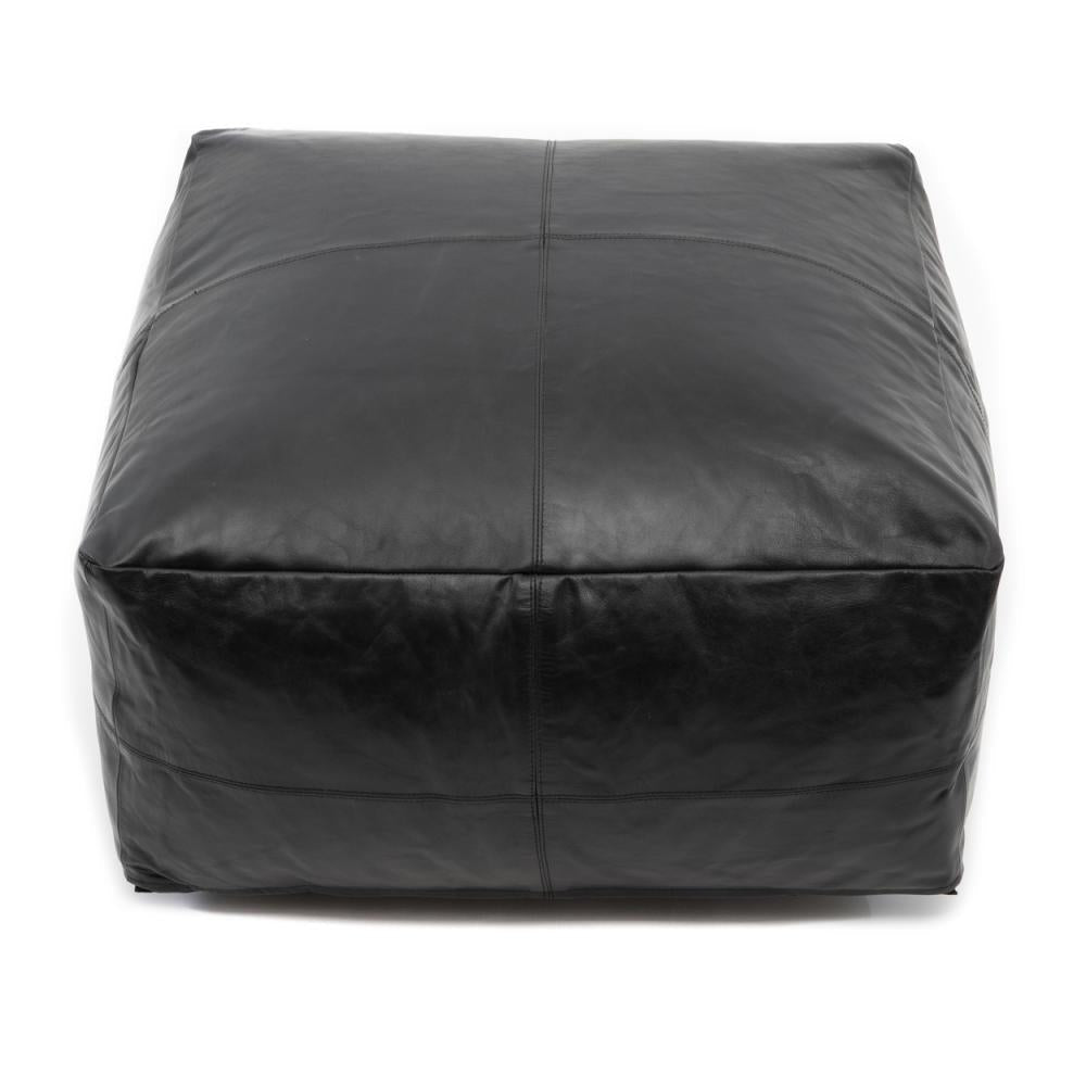 LEATHER COLLECTORS POUF OTTOMAN | 3 COLOR CHOICES - Green Design Gallery