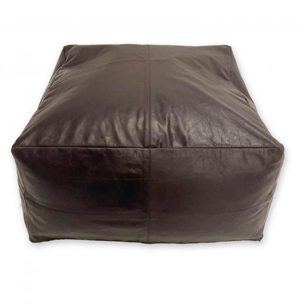 LEATHER COLLECTORS POUF OTTOMAN | 3 COLOR CHOICES - Green Design Gallery