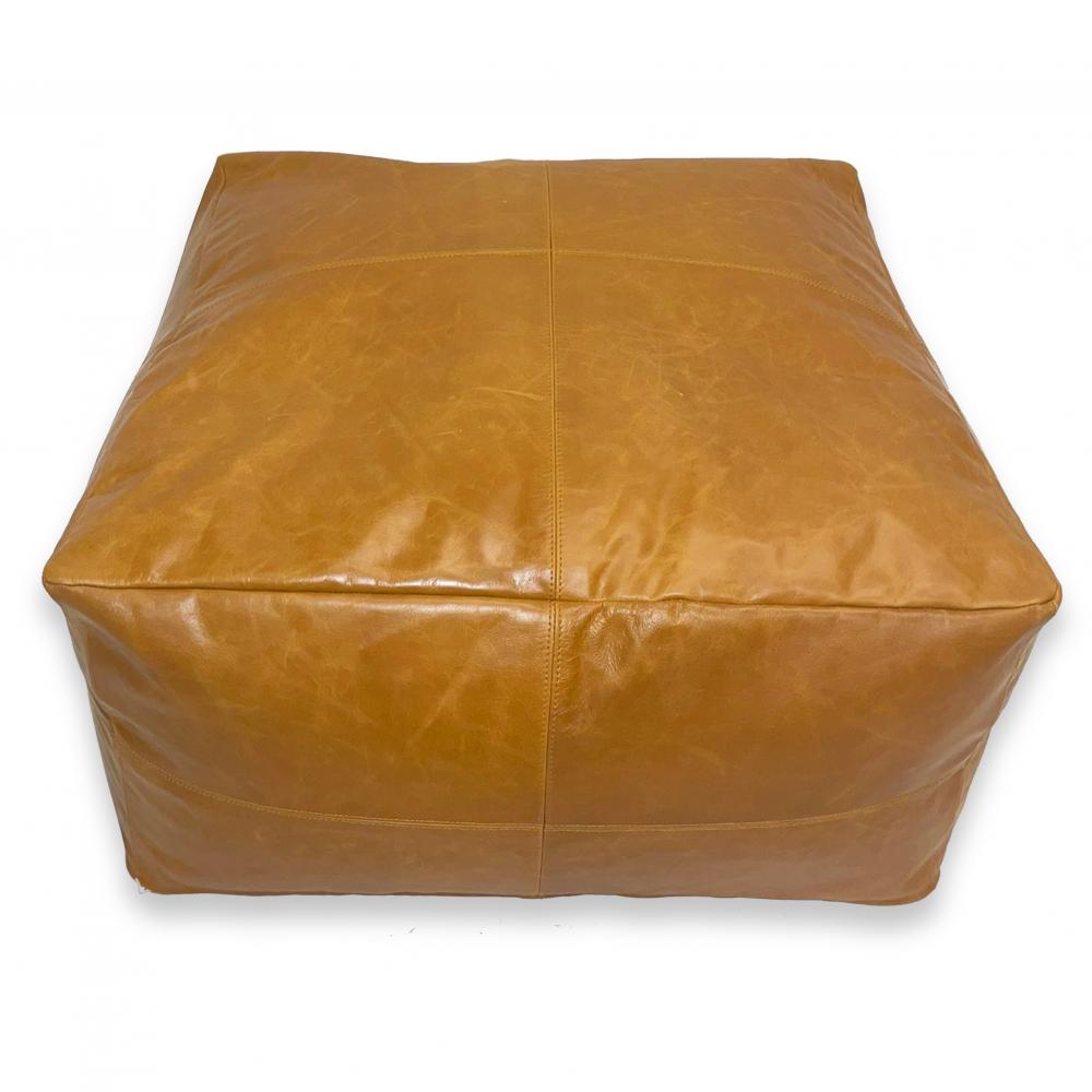 LEATHER COLLECTORS POUF OTTOMAN | 3 COLOR CHOICES - Green Design Gallery