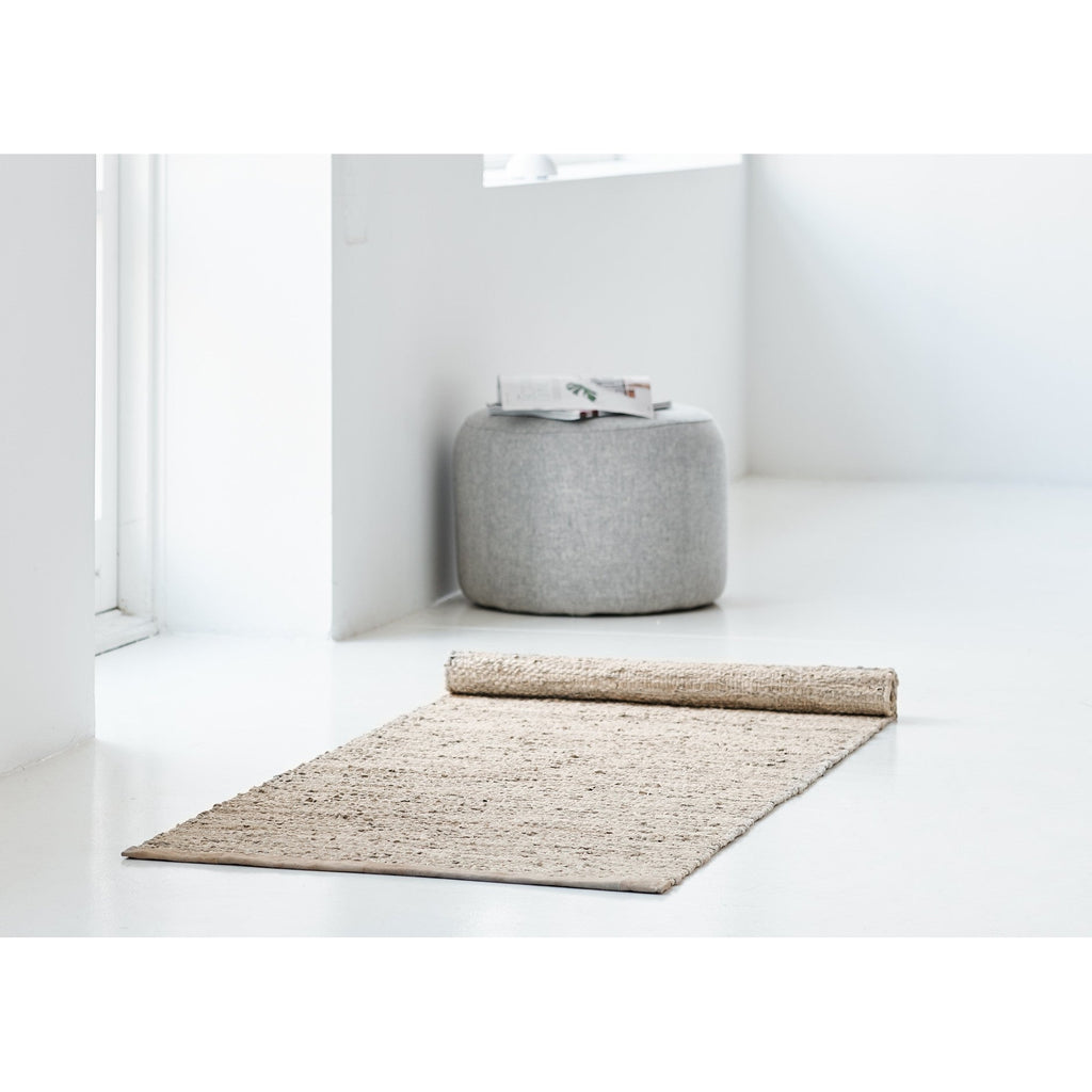 Leather Remnants Rug | Beige - Green Design Gallery