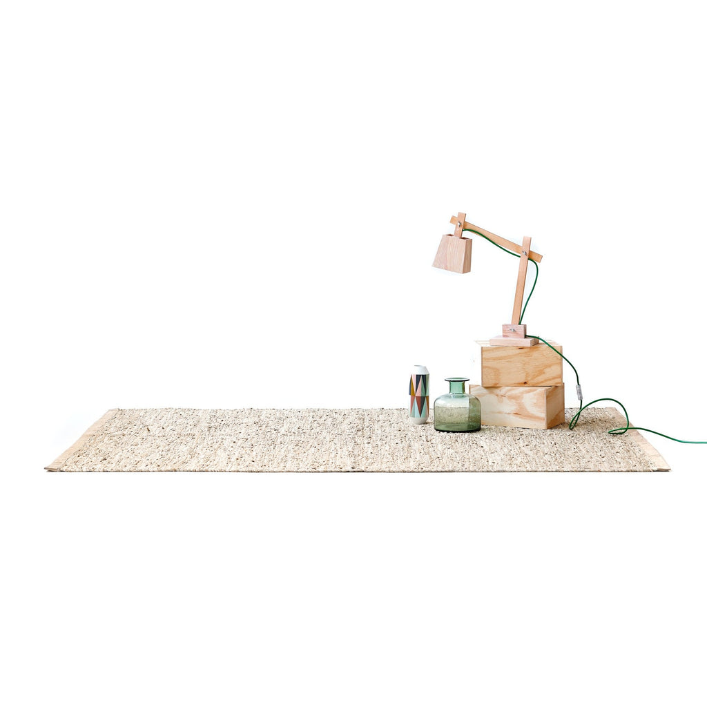 Leather Remnants Rug | Beige - Green Design Gallery