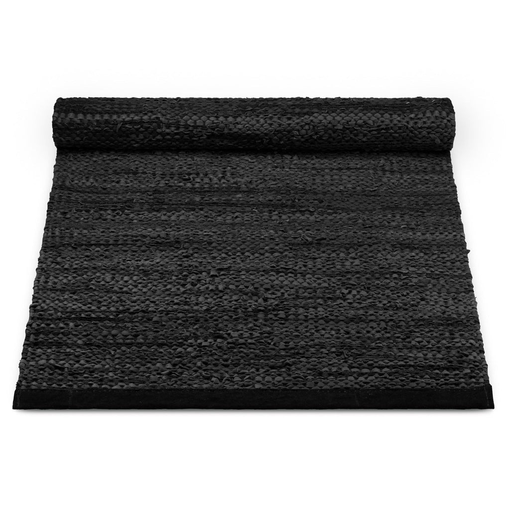 LEATHER REMNANTS RUG | BLACK - Green Design Gallery