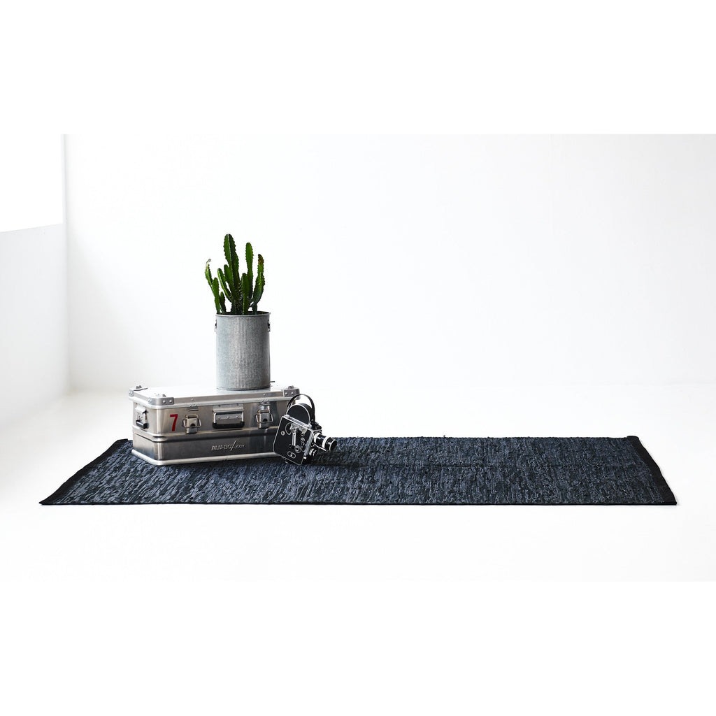 LEATHER REMNANTS RUG | BLACK - Green Design Gallery