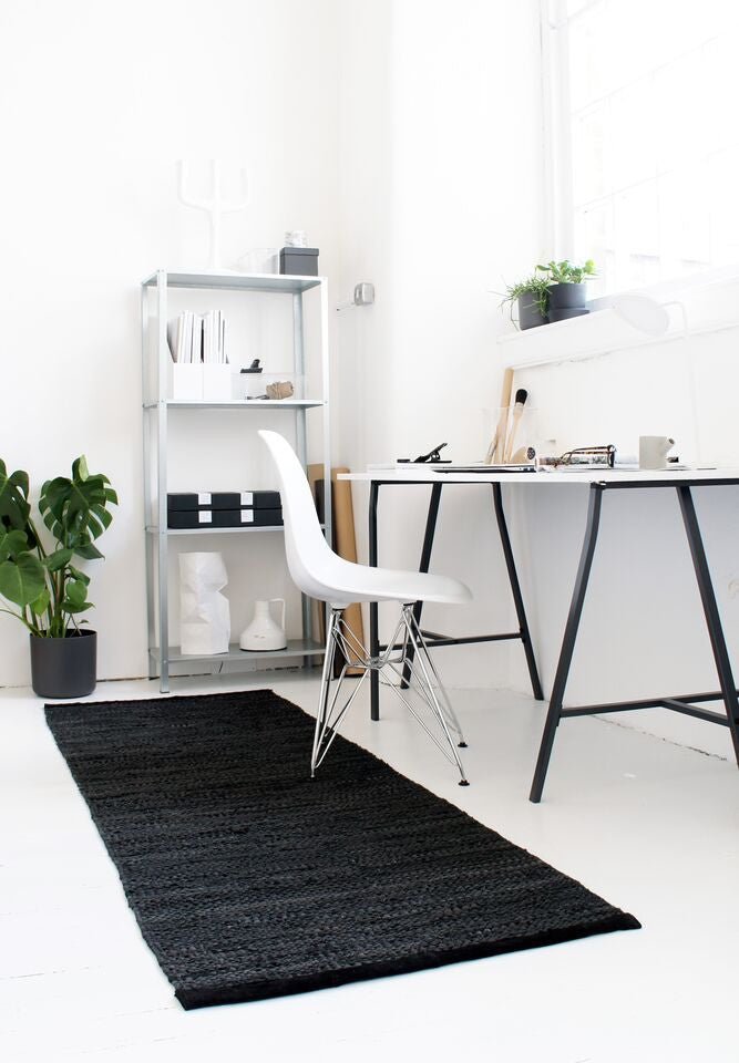 LEATHER REMNANTS RUG | BLACK - Green Design Gallery