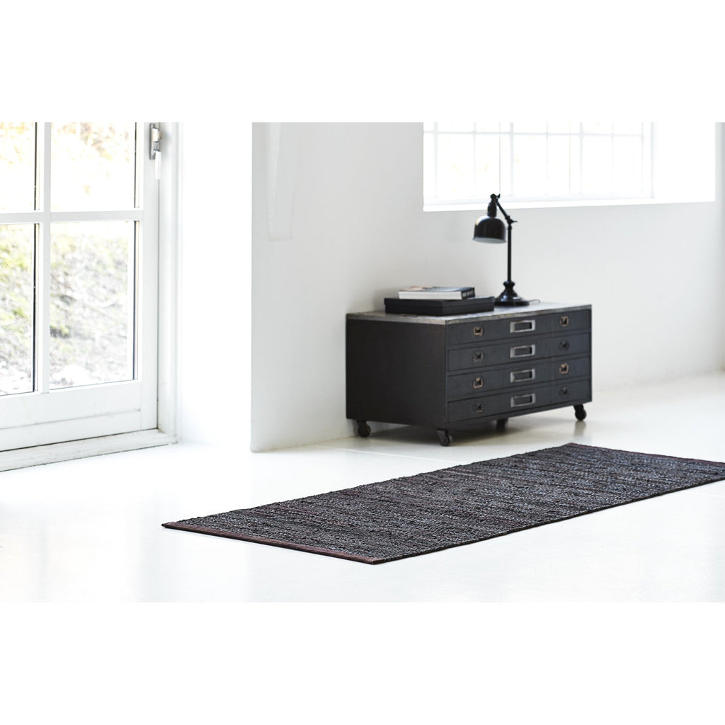 Leather Remnants Rug | Chocolate - Green Design Gallery