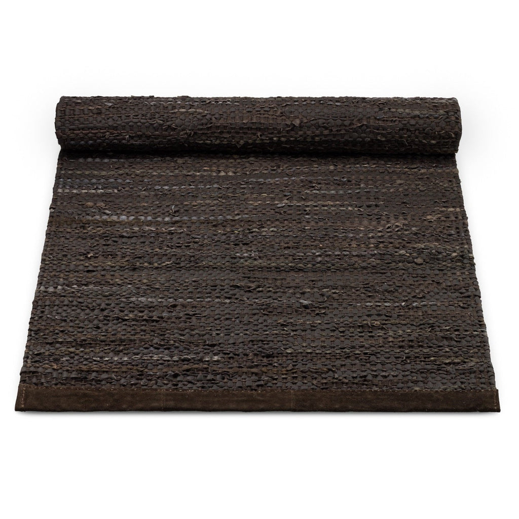 Leather Remnants Rug | Chocolate - Green Design Gallery
