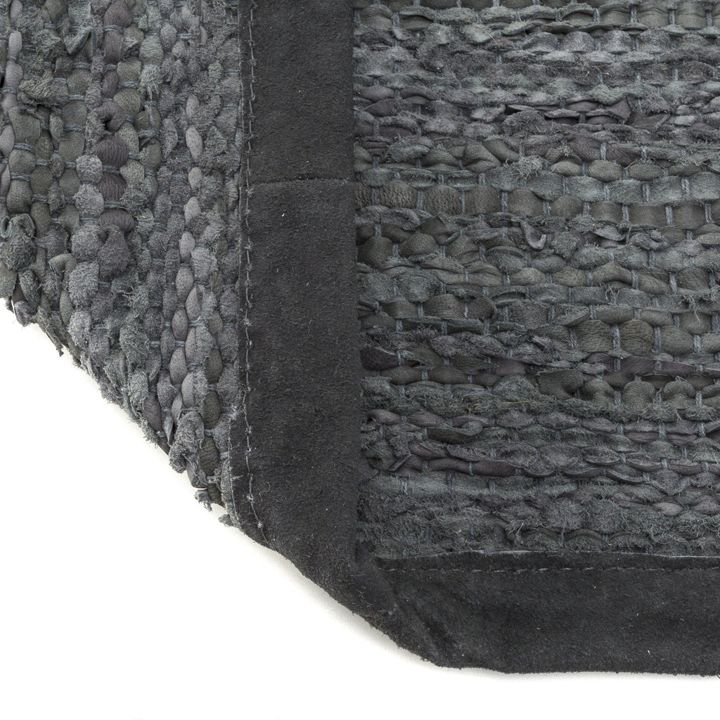 Leather Remnants Rug | Dark Grey - Green Design Gallery