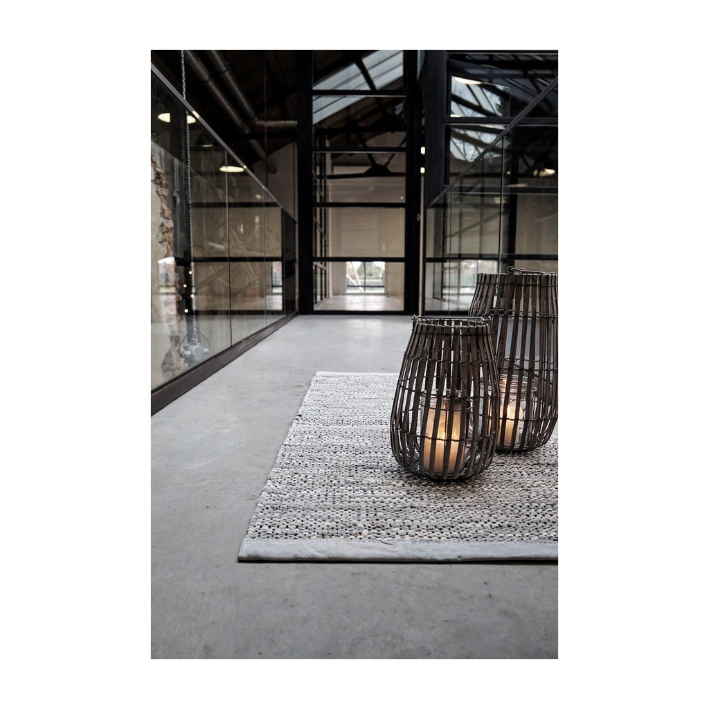 Leather Remnants Rug | Grey - Green Design Gallery