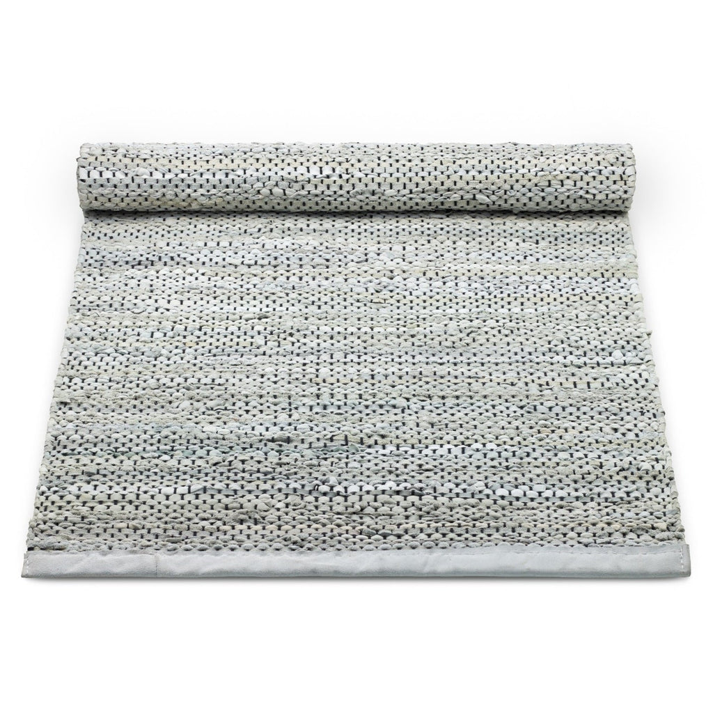 Leather Remnants Rug | Grey - Green Design Gallery