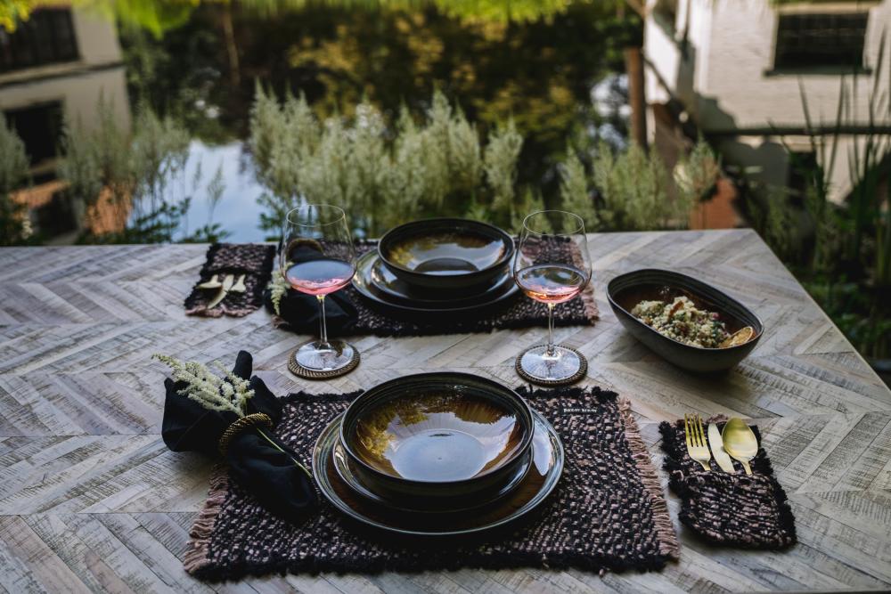LINEN TABLECLOTH + NAPKINS | BLACK | 180 X 300 CM - Green Design Gallery