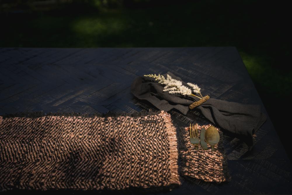LINEN TABLECLOTH + NAPKINS | BLACK | 180 X 300 CM - Green Design Gallery