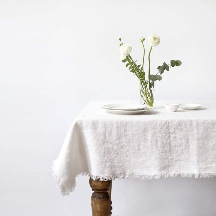 LINEN TABLECLOTH + NAPKINS | WHITE | 180 X 300 CM - Green Design Gallery