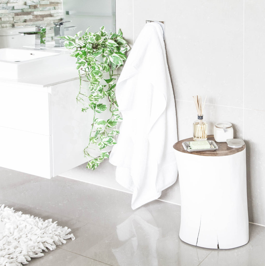 Log Side Table + Stool | White - Green Design Gallery