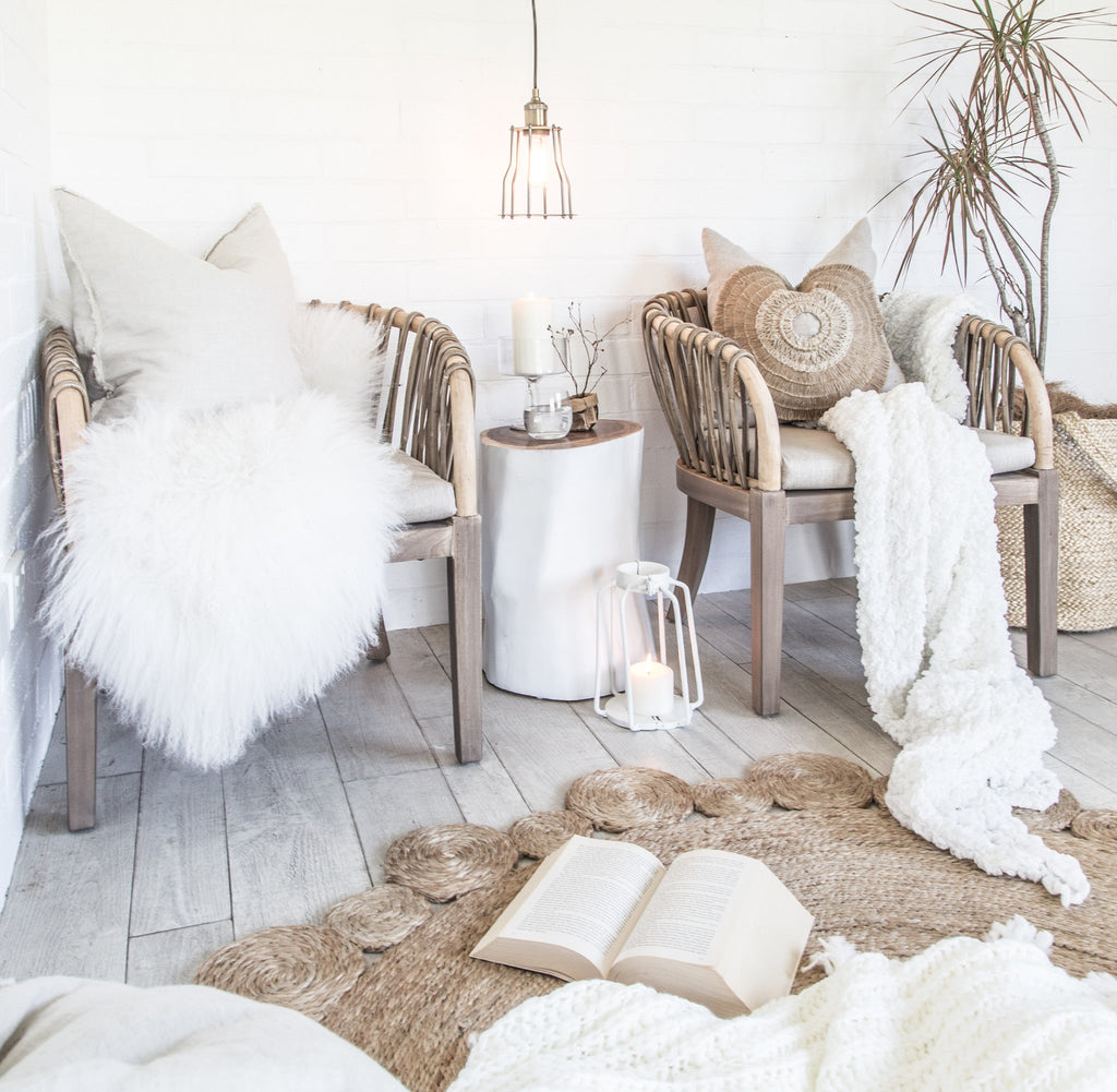 Log Side Table + Stool | White - Green Design Gallery