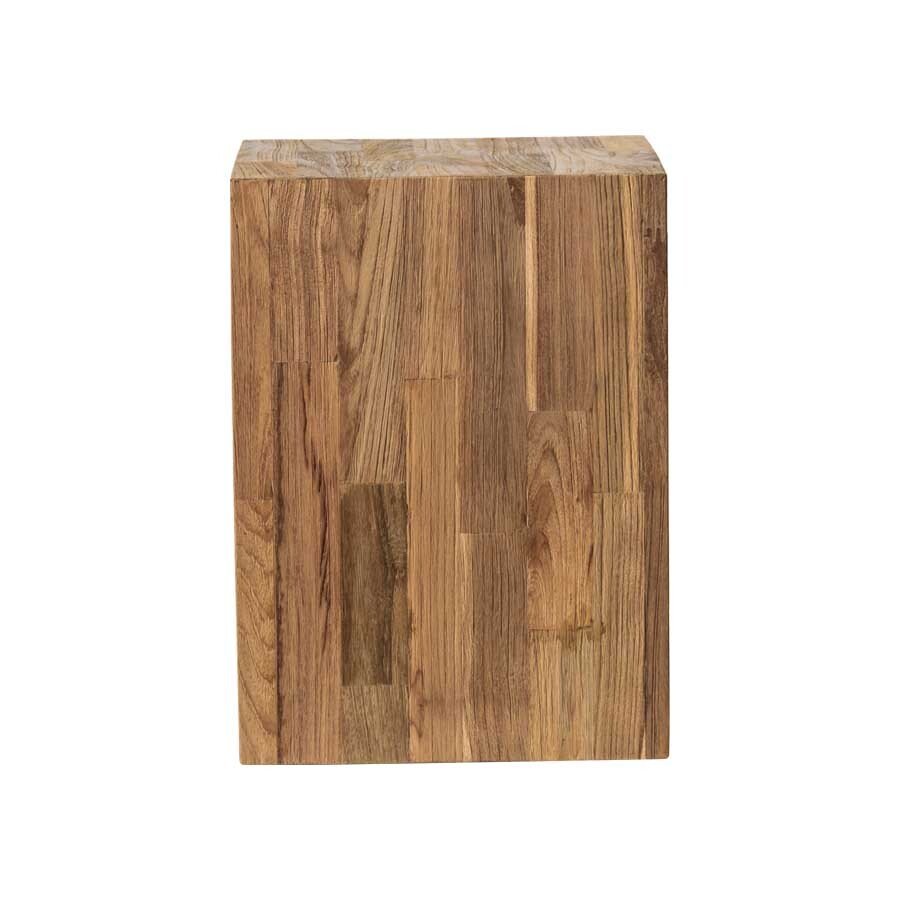 LOGAN MOSAIC SIDE TABLE | 4 WHEELS | RECLAIMED TEAK | NATURAL - Green Design Gallery