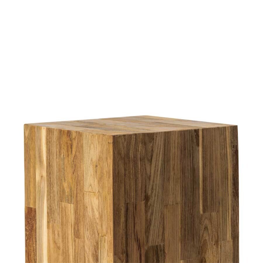 LOGAN MOSAIC SIDE TABLE | 4 WHEELS | RECLAIMED TEAK | NATURAL - Green Design Gallery