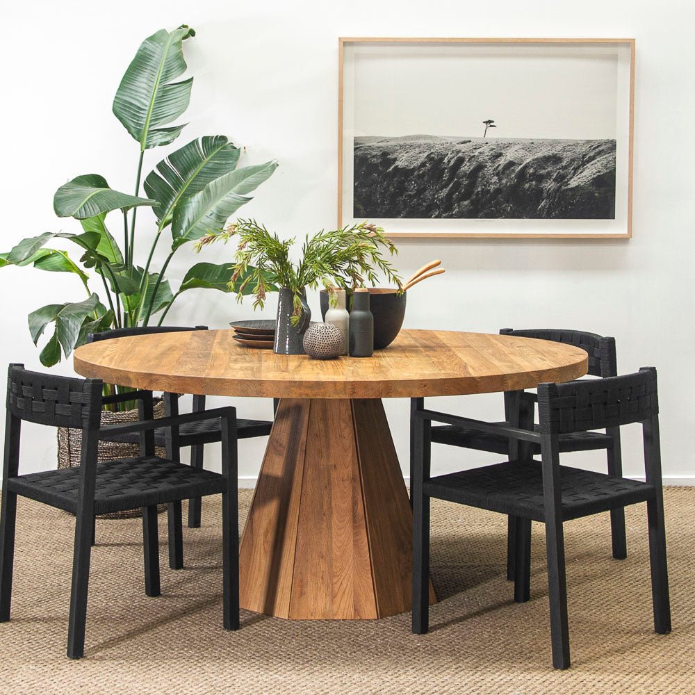 LOGAN WEAVE CHAIR / CHARCOAL RECYCLED TEAK + RATTAN - Green Design Gallery