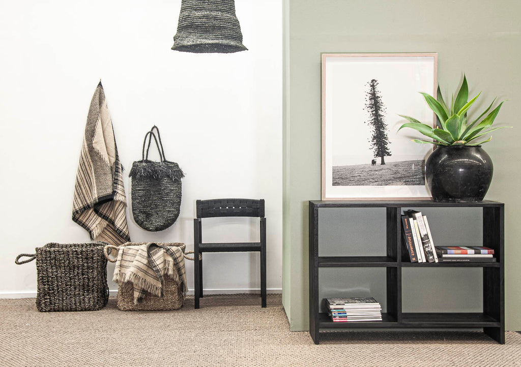 LOGAN WEAVE CHAIR / CHARCOAL RECYCLED TEAK + RATTAN - Green Design Gallery