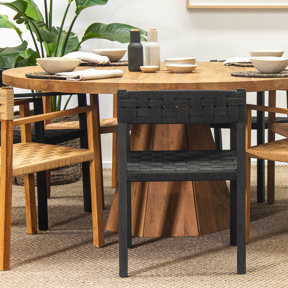 LOGAN WEAVE CHAIR / CHARCOAL RECYCLED TEAK + RATTAN - Green Design Gallery