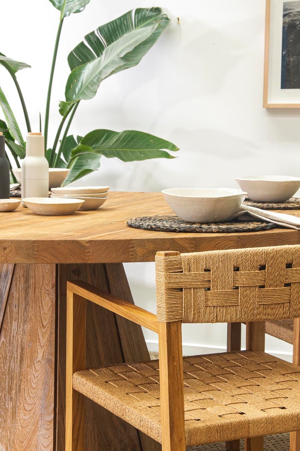 LOGAN WEAVE CHAIR / NATURAL RECYCLED TEAK + RATTAN - Green Design Gallery