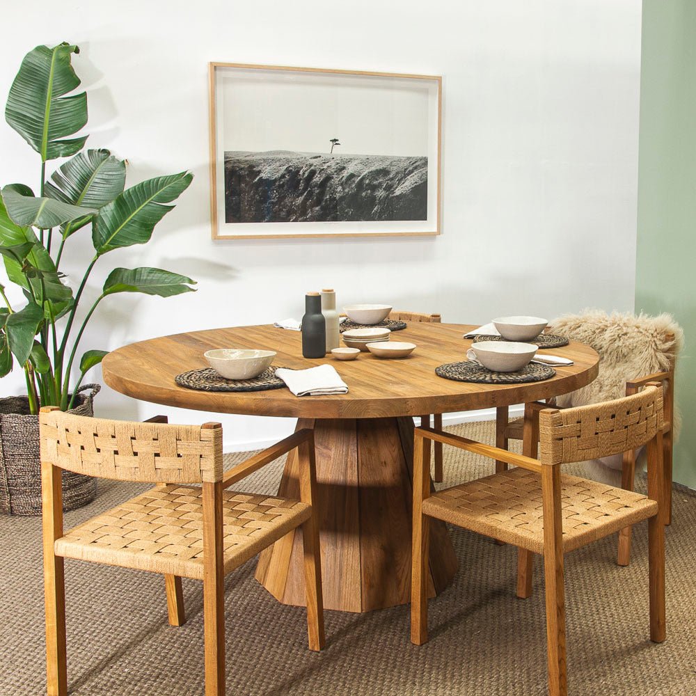 LOGAN WEAVE CHAIR / NATURAL RECYCLED TEAK + RATTAN - Green Design Gallery