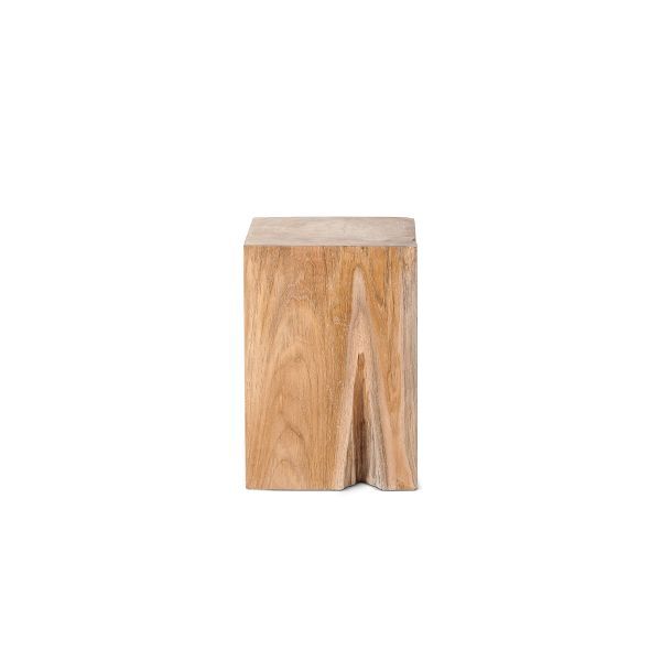 LUCAS SQUARE SIDE TABLE - STOOL | RECLAIMED TEAK | NATURAL - Green Design Gallery