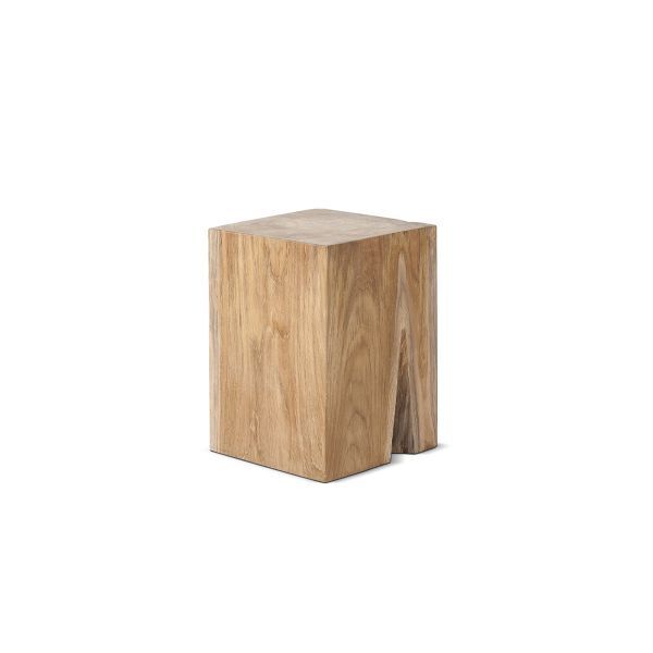 LUCAS SQUARE SIDE TABLE - STOOL | RECLAIMED TEAK | NATURAL - Green Design Gallery