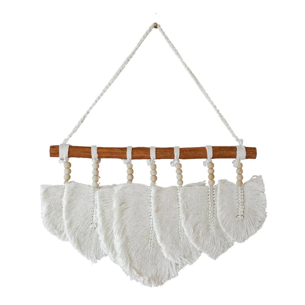 MACRAME FEATHERS WALL ART | WHITE - Green Design Gallery