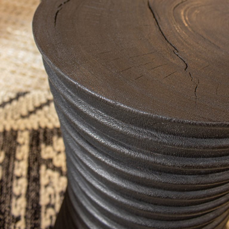 MADI SIDE TABLE + STOOL | CHARRED ACACIA - Green Design Gallery
