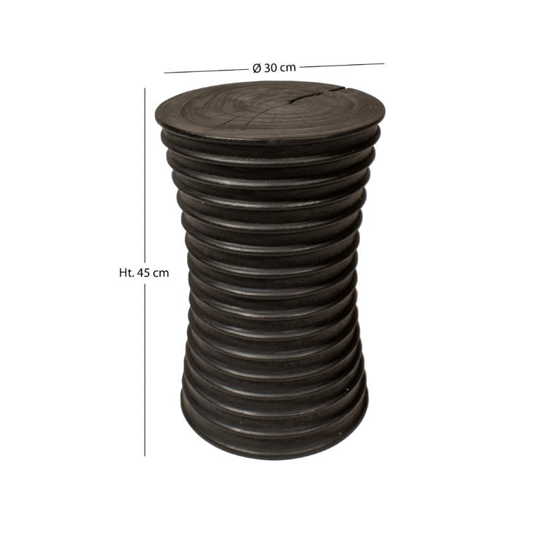 MADI SIDE TABLE + STOOL | CHARRED ACACIA - Green Design Gallery