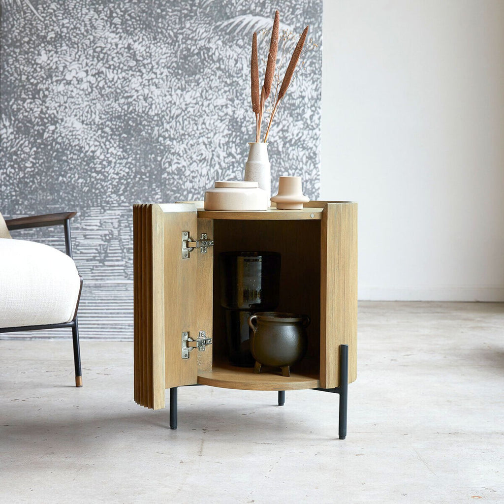 MAJA (BED)SIDE TABLE | 1-DOOR + 2-SHELVES | BLACK - Green Design Gallery