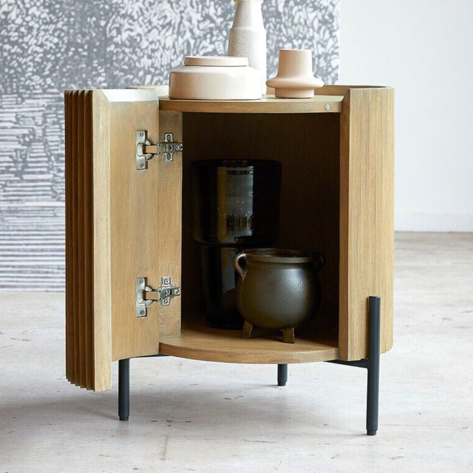 MAJA (BED)SIDE TABLE | 1-DOOR + 2-SHELVES | NATURAL - Green Design Gallery