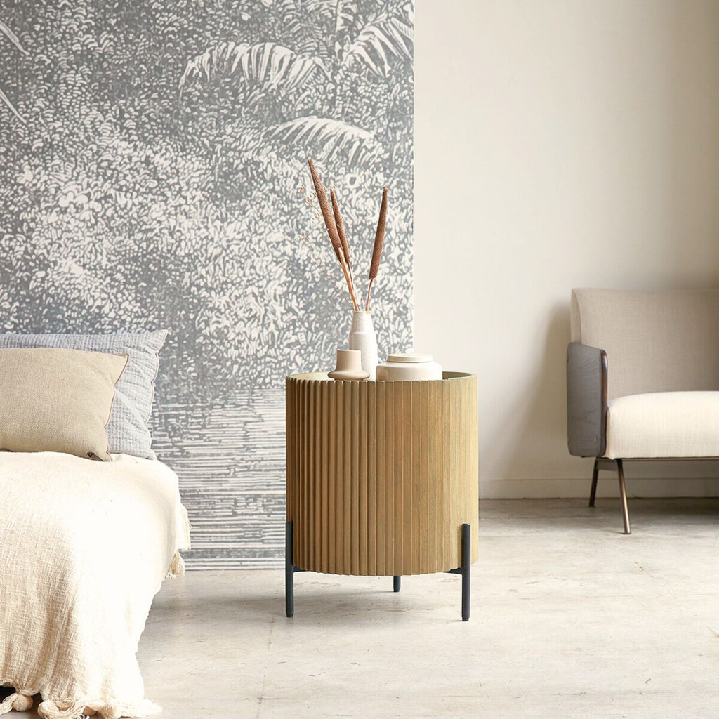 MAJA (BED)SIDE TABLE | 1-DOOR + 2-SHELVES | NATURAL - Green Design Gallery