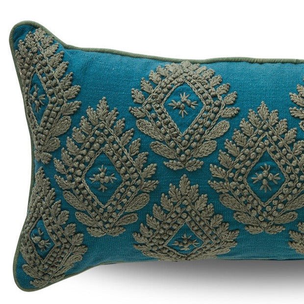 MAJORELLE RIDGE CUSHION | OCEAN BLUE + FOREST GREEN - Green Design Gallery