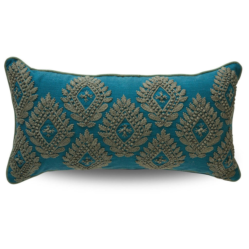 MAJORELLE RIDGE CUSHION | OCEAN BLUE + FOREST GREEN - Green Design Gallery