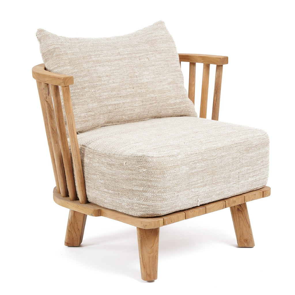 MALAWI ONE-SEATER SOFA CHAIR | BEIGE | RECLAIMED TEAK | IN-OUTDOORS - Green Design Gallery