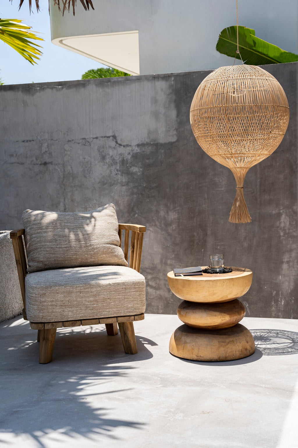 MALAWI ONE-SEATER SOFA CHAIR | BEIGE | RECLAIMED TEAK | IN-OUTDOORS - Green Design Gallery