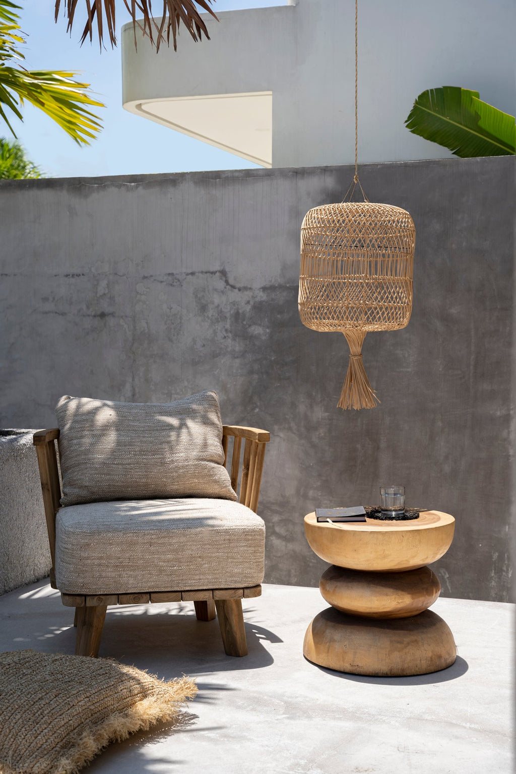 MALAWI ONE-SEATER SOFA CHAIR | BEIGE | RECLAIMED TEAK | IN-OUTDOORS - Green Design Gallery