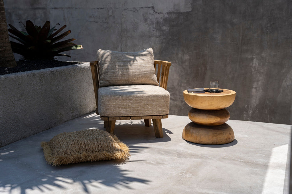 MALAWI ONE-SEATER SOFA CHAIR | BEIGE | RECLAIMED TEAK | IN-OUTDOORS - Green Design Gallery