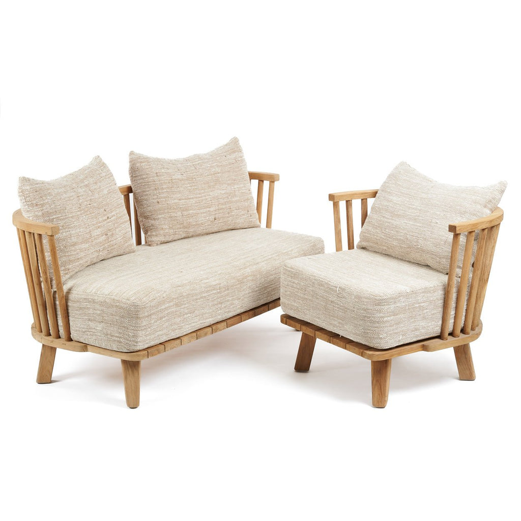 MALAWI ONE-SEATER SOFA CHAIR | BEIGE | RECLAIMED TEAK | IN-OUTDOORS - Green Design Gallery