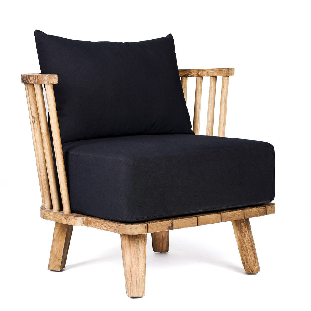 MALAWI ONE-SEATER SOFA CHAIR | BLACK | RECLAIMED TEAK | IN-OUTDOORS - Green Design Gallery